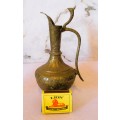 Antique Asian Brass Jug Oriental Flower Vase Cobra Snake Handle, Marked. 185mm high.
