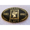 Royal Mail BACK PENNY 1840 1990 postage stamp anniversary brooch enamel, limited number 598.