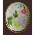 Vintage 1960s-70s Aynsley fine bone china floral design brooch. 55mmx45mm.