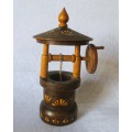 Vintage Carved Wooden Water Well with bucket on chain, pulling up and down. 160mm high.