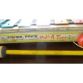 Vintage Fisher Price Pull Along Xylophone with stick - musical toy - rainbow shelf decor - 1978