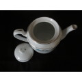 Blue and white China porcelain tea pot with hairline cracks, bottom. 140mm high.