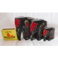Hand Carved Hand Painted Wooden Elephant Set (3) Vintage. Biggest one 75mm high.