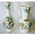2x Aynsley PEMBROKE Floral Pattern Vase Made in England   16 and 14cm high. Spotless