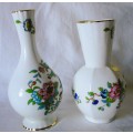 2x Aynsley PEMBROKE Floral Pattern Vase Made in England   16 and 14cm high. Spotless