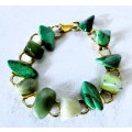 Vintage Green Jade?? Raw Bracelet with sturdy clip. 180mm long.