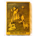 Solid Wood Burning Soli Deo Gloria Picture for wall hinging.  145x105 mm