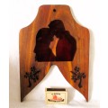 Solid Wood Burning lovers silhouette on perpex Picture for wall hinging.  240x165 mm