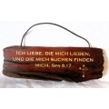 Solid Wood Burning Bible Verse in German for wall hinging.  300x100 mm