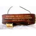 Solid Wood Burning Bible Verse in German for wall hinging.  300x100 mm