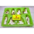 Vintage Chinese Eight Immortals figures hand painted Porcelain. In original box. Spotless.