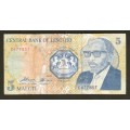 1989 Lesotho P10 5 Maloti Banknote