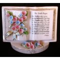 Vintage Kingsway Lord`s Prayer Pink Ceramic Wall Pocket Planter Vase.  120x100mm
