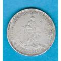 1929 Silver South Africa One Shilling.