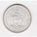 1954 South Africa Silver One Shilling. As per scan.