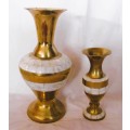 Two Vintage GORGEOUS Brass Shell inlade vases. VTG ATOMIC GOLD 50/60`S 150 and 230mm high.