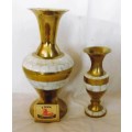 Two Vintage GORGEOUS Brass Shell inlade vases. VTG ATOMIC GOLD 50/60`S 150 and 230mm high.