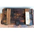 Vintage/Antique Wood Ammo Box used as securty storage. Lock without a key. 42x22x28cm