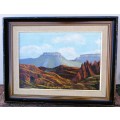 Vintage Fordelman 1953 Mountain scene oil painting- frame 67cmx 52cm, painting 50x35cm. As per photo