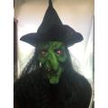Halloween mask Latex Green Witch Hat & Hair