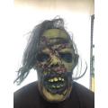 Halloween Mask Latex - Chain Face Greenish & Hair - full head