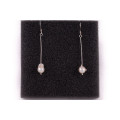 Solid Sterling Silver (.925) Drop Earrings With Natural Organic Pearls