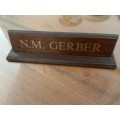 Vintage N.M GERBER Wooden name plaque