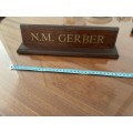 Vintage N.M GERBER Wooden name plaque