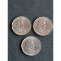 3 x SA 10 Cents 1965 UNC