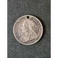 UK Threepence 1901 Silver (hole)  - as per photograph