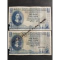 2 x G Rissik R2 1st issue 1962 Filler notes - nice condition (torn left side) - as per photograph