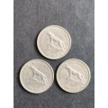 3 x Rhodesia and Nysaland Sixpence 1962 - as per photograph