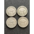 4 x East Africa 50 Cents 1948 - as per photograph