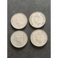 4 x East Africa 50 Cents 1948 - as per photograph