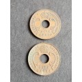 2 x East Africa 5 Cents 1935/1941 - as per photograph