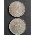 2 x Rhodesia 25 Cents 1964/1975 - as per photograph