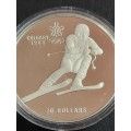 Canada 20 Dollars 1985 Calgary `88 Olympic Alphine Skiing Silver - as per photograph