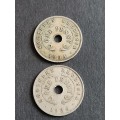 2 x Southern Rhodesia One Penny 1934 - as per photograph