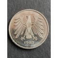 Bundes Republik Deutschland 5 Deutsche Mark 1987J UNC - as per photograph