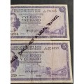 2 x TW de Jongh Five Rand Notes 3rd issue - as per photograph