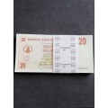 Reserve Bank of Zimbabwe 20 Dollars Bearer Cheque issue date 1 Aug 2006 BU 100 consecutive numbers