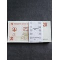 Reserve Bank of Zimbabwe 20 Dollars Bearer Cheque issue date 1 Aug 2006 BU 100 consecutive numbers