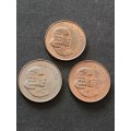 3 x Republic 2 Cents 1965 Afrikaans- as per photograph
