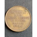 Bronze Medallion to Commemorate the visit of H.R.H. Price George to Durban 1934 - as per photograph