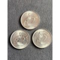 3 x Republic 5 Cents 1965 (excellent condition) - as per photograph