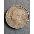 UK One Penny Queen Victoria Younghead 1855 - as per photograph