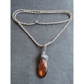 Amber Silver Pendant and Chain total weight 15.5g as per photograph