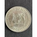 Botswana 50 Cents 1966 (Independence) Silver- as per photograph