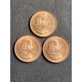 3 x Republic  2 Cents 1965 Afrikaans as per photograph