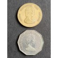 2 x East Caribbean States 1 Dollar 1981/2000 - as per photograph